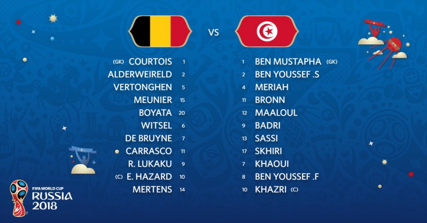 Oficjalne SKŁADY na mecz Belgii z Tunezją